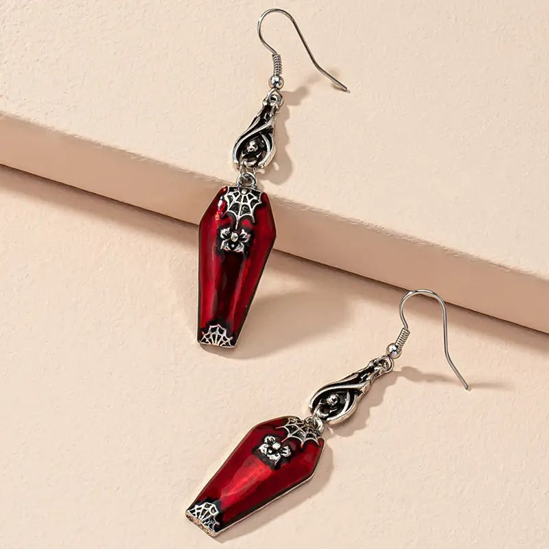 Red Bat Halloween Earrings