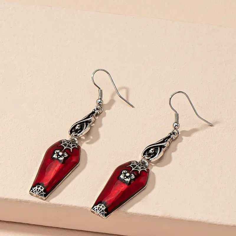 Red Bat Halloween Earrings