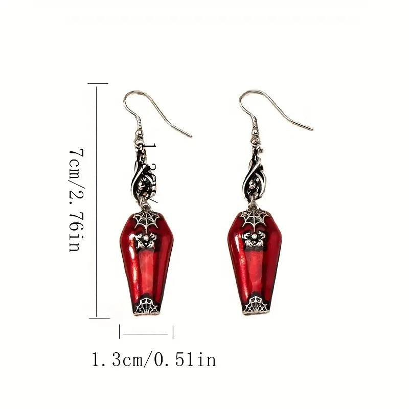 Red Bat Halloween Earrings