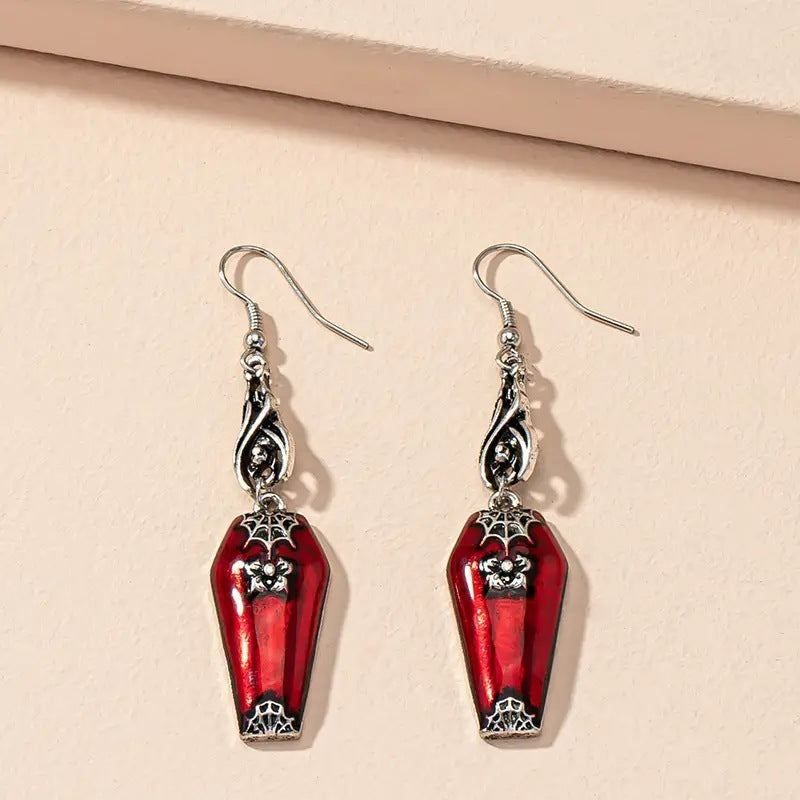 Red Bat Halloween Earrings