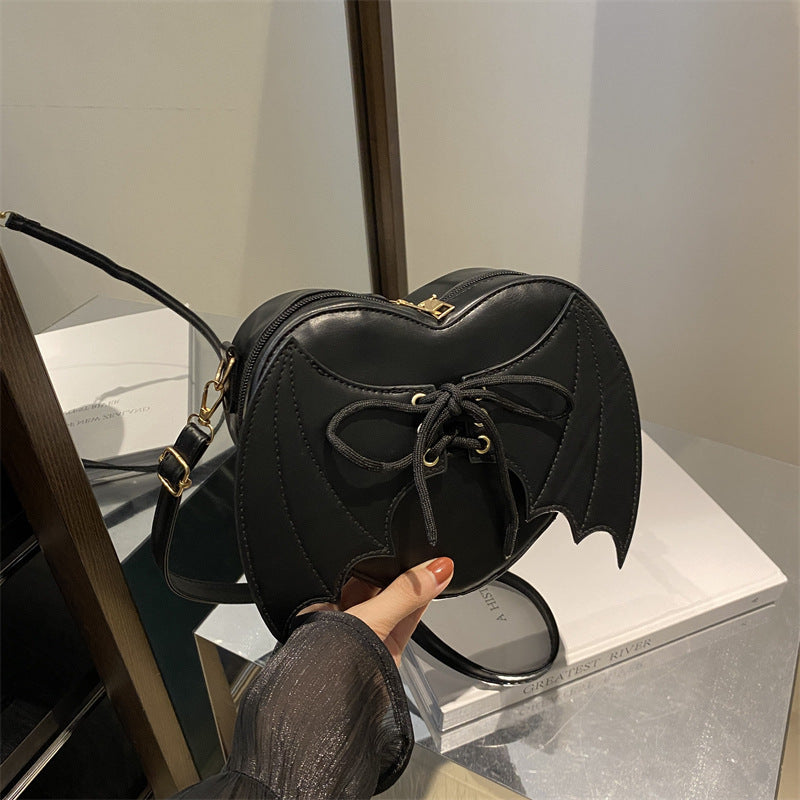 Heart Shape Bag With Bat Wings
