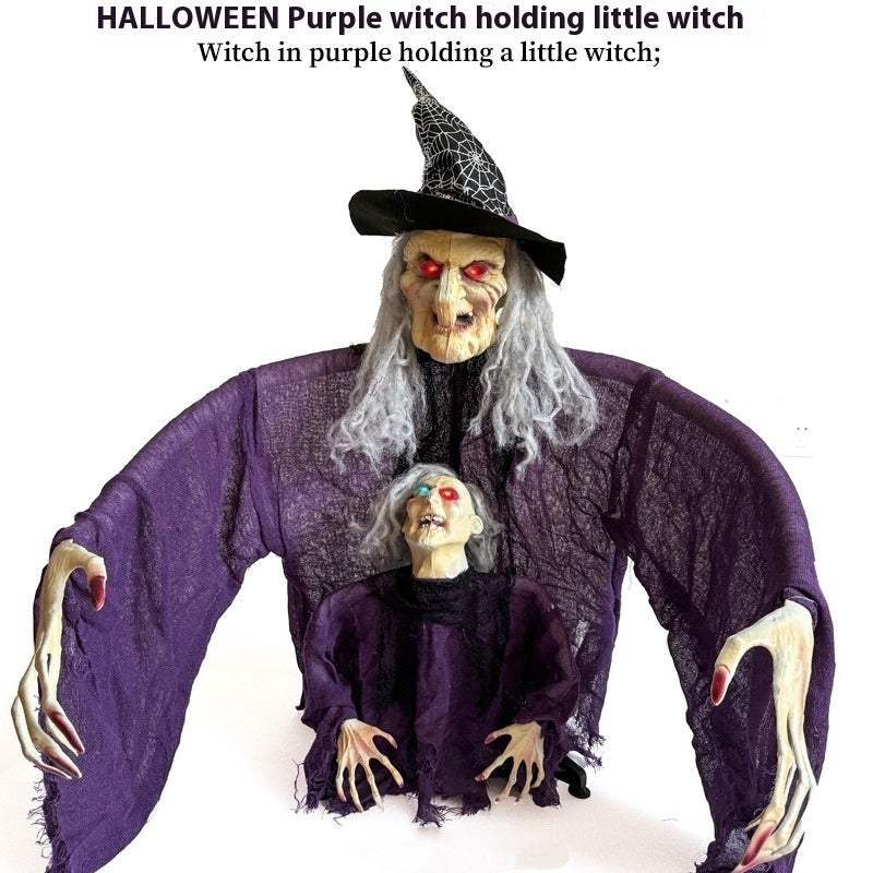 Halloween Parent-child Witch Ornaments Floor Outlet Luminous Decoration
