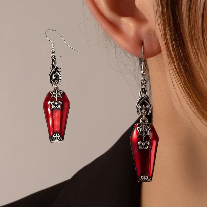 Red Bat Halloween Earrings